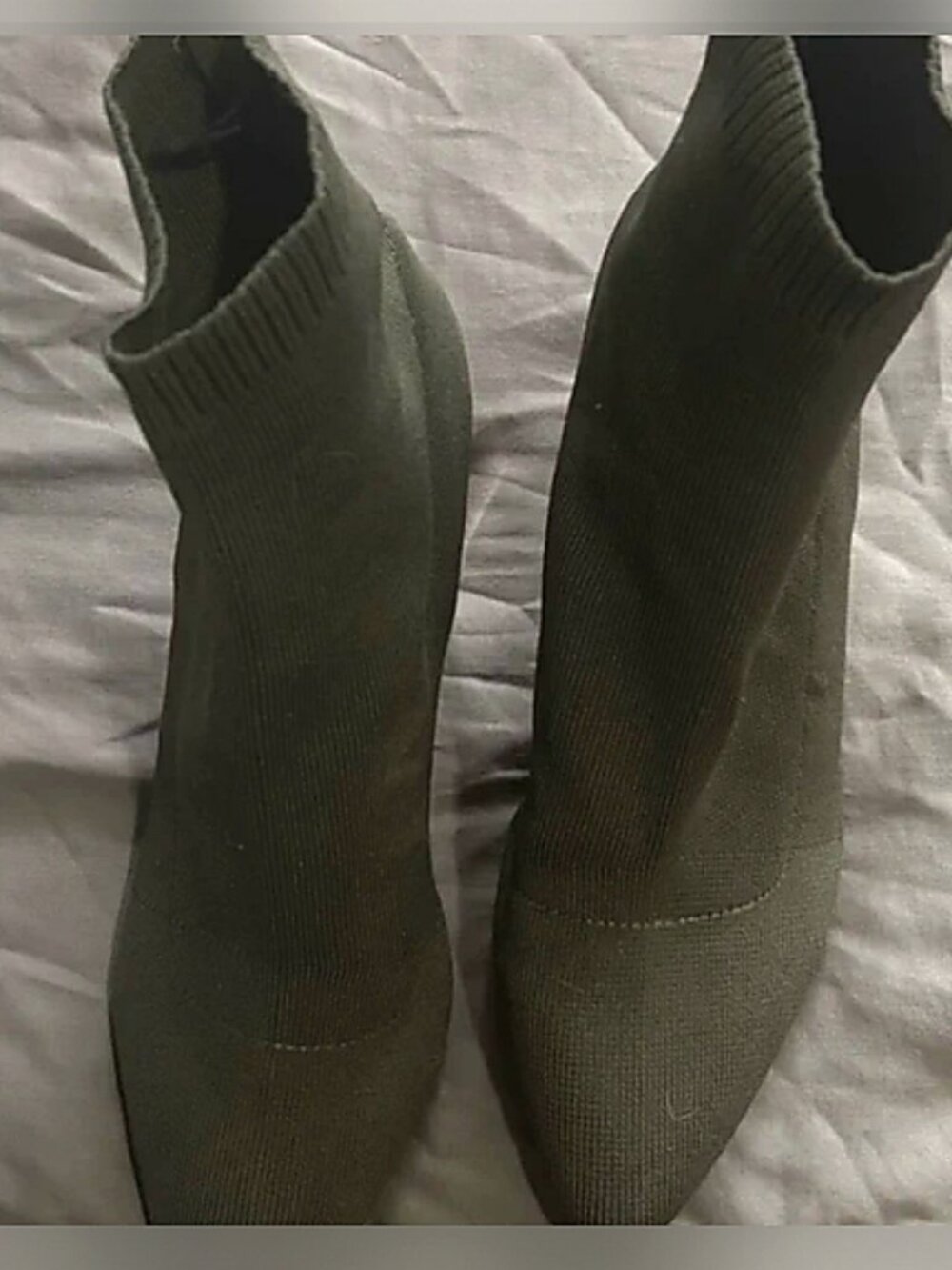 Forever 21 Olive Ankle Boots with Silver Heel